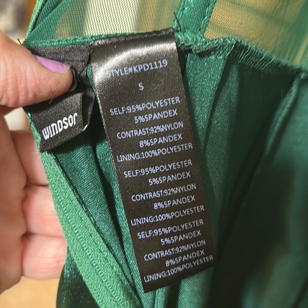 Windsor Elegant Green Evening Event Prom Corset Side Slit with Sash Gown Size S - Picture 10 of 10